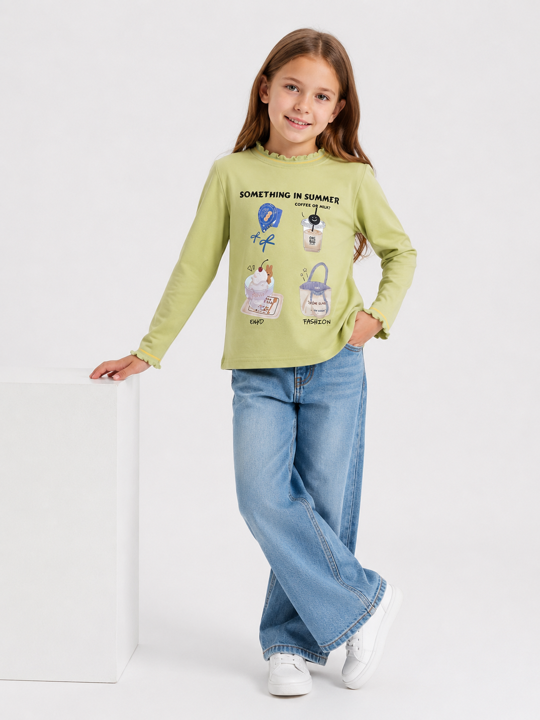 CAMISETA CON CUELLO/PUÑO TEJIDO (NENA) - Imagen 2