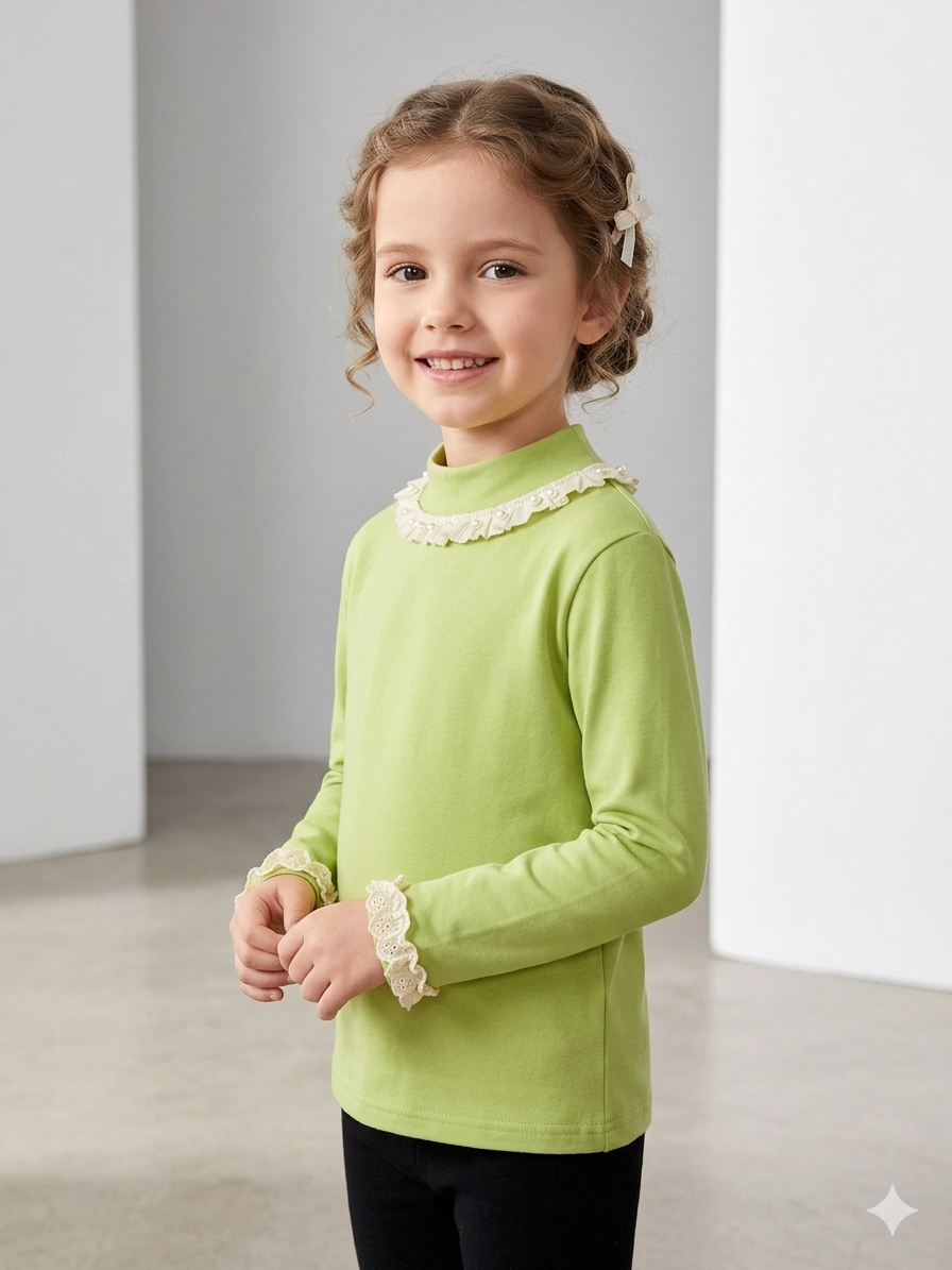 CAMISETA CON ENCAJE/PERLA (NENA) - Imagen 2