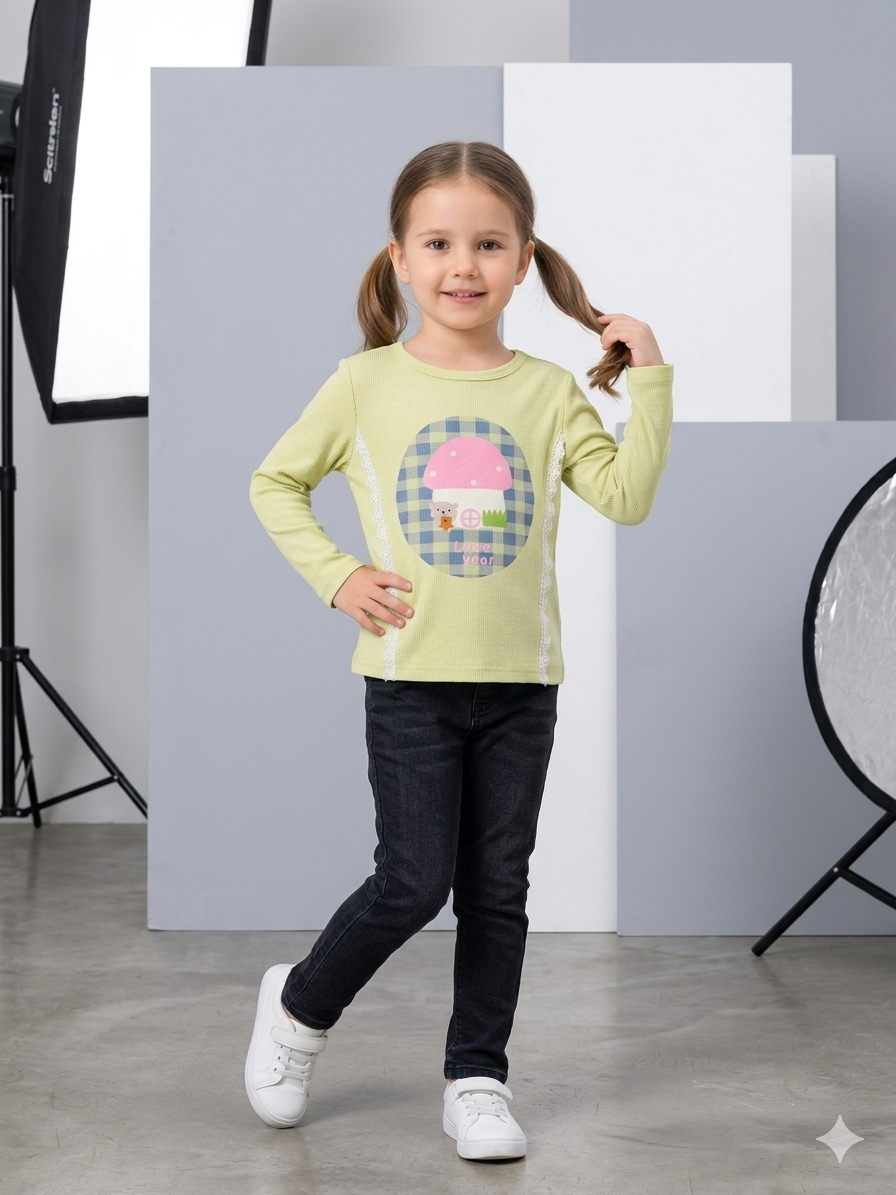 CAMISETA CON ENCAJE DE NENA - Imagen 2