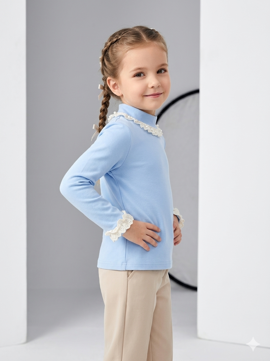 CAMISETA CON ENCAJE/PERLA (NENA)